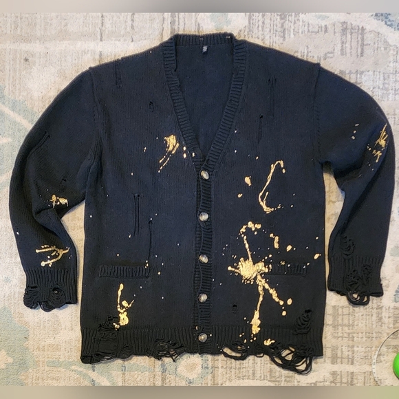 R13 Sweaters - R13 Boyfriend Cardigan. Black with gold splatter. Size Small. EUC